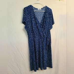 Kaileigh faux wrap polkadot dress